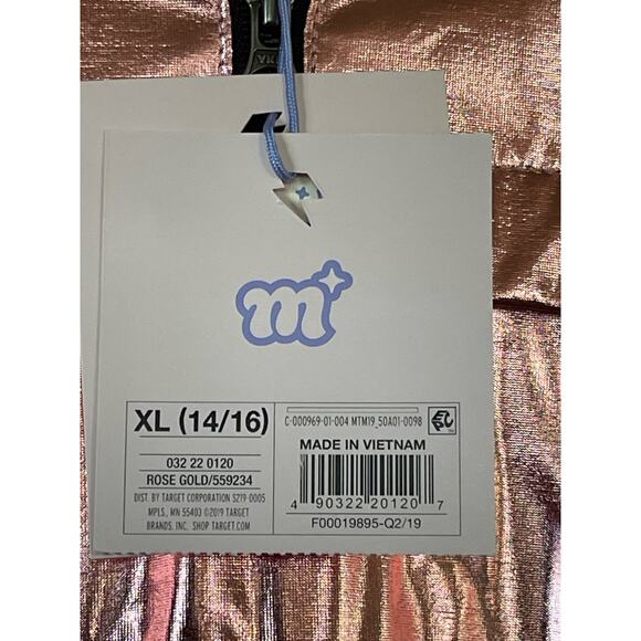 BNWT Jacket Hoodie Girls Metallic Rose Windbreaker More Than Magic XL (14/16) - Picture 3 of 6